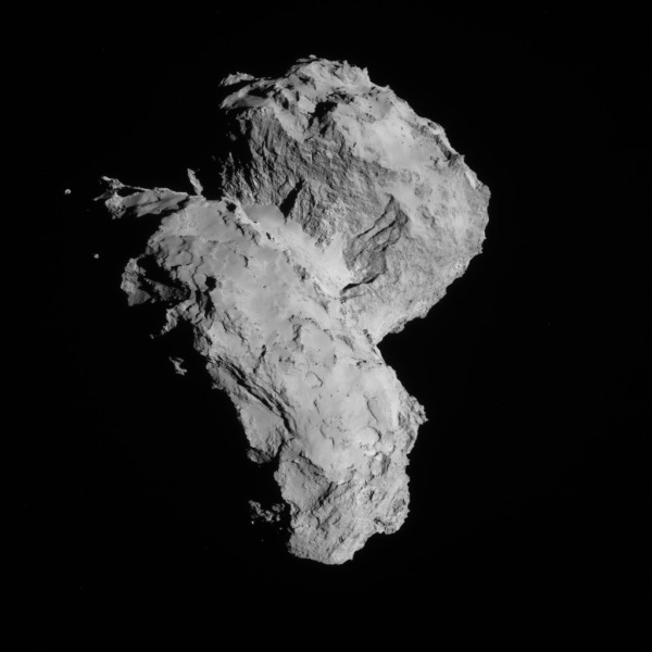 Image de Rosetta prise par la caméra de navigation NAVCAM le 22 Août 2014 à environ 64 km de la comète 67P/Churyumov-Gerasimenko. (© ESA/Rosetta/NAVCAM)